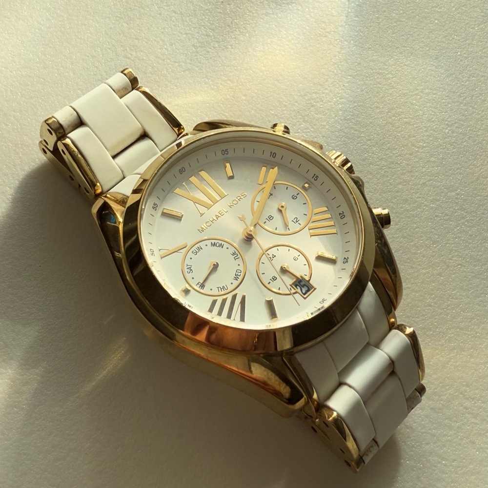 Michael Kors Gold and White Chronograph Watch
